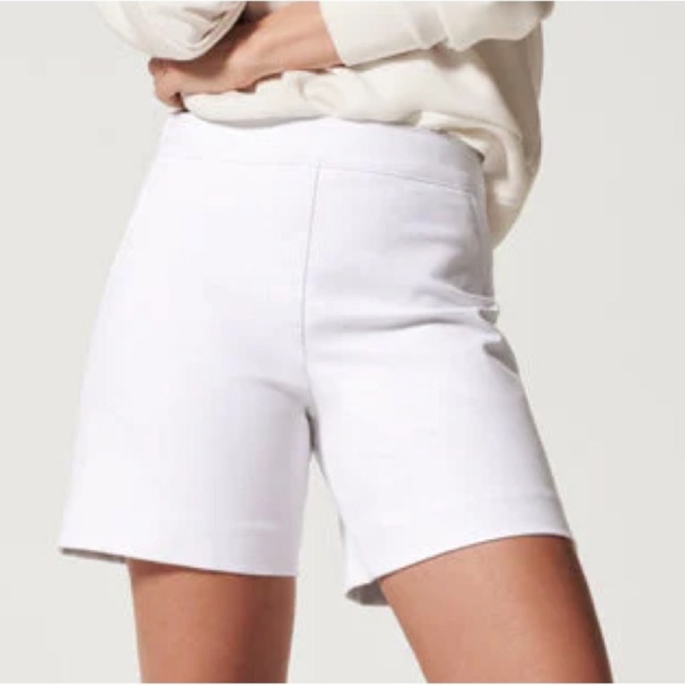 SPANX On The Go Polished 6” White Stretch High Rise Shorts Size Small NWT - Picture 5 of 16